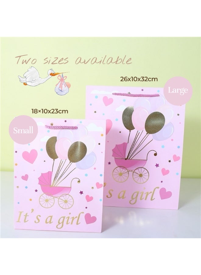 حقيبة هدايا ترحيبية بالمولودة الجديدة، إنها فتاة، تغليف هدايا وردي لحفلة الكشف عن جنس المولود، حجم كبير للأميرة، للآباء المنتظرين - Image 4